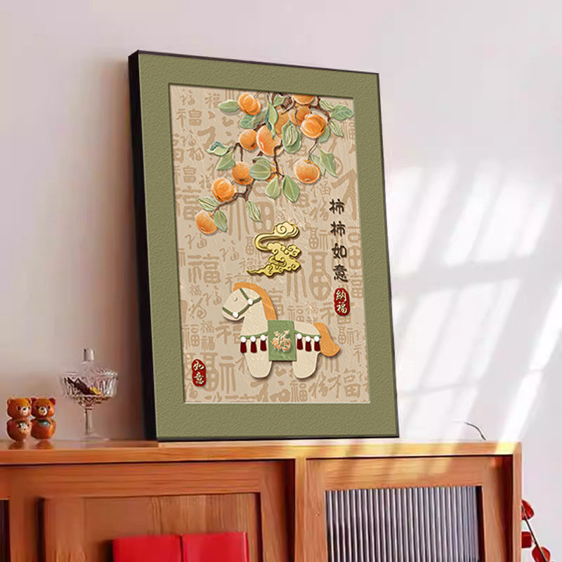 马上有钱装饰画新年氛围玄关斗柜挂画中古风红色客厅电视柜摆件画,淘宝优惠券,粉丝福利购,淘宝优惠卷