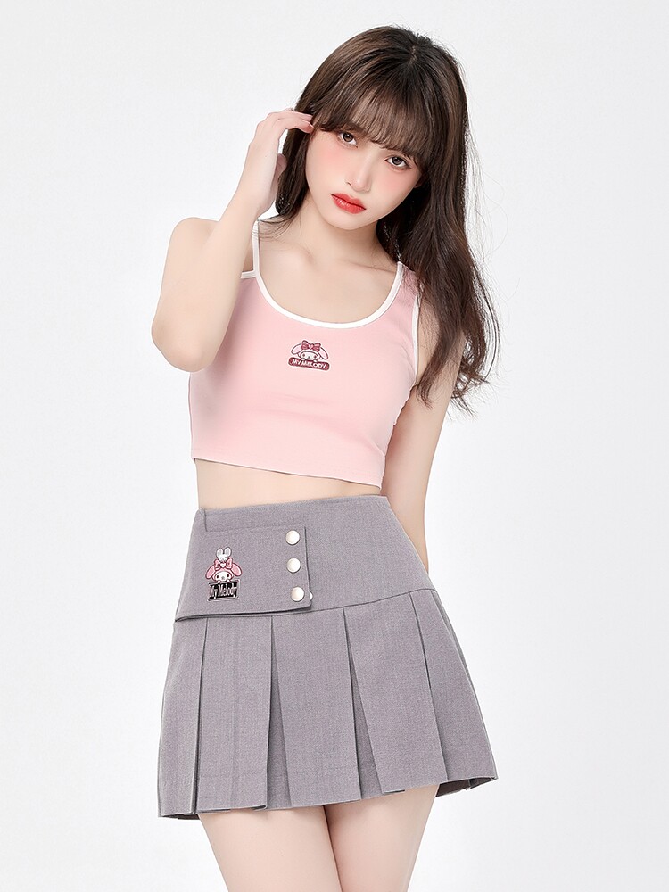 玉桂狗jk制服夏季日系可爱甜美修身短款刺绣小背心运动吊带背心潮