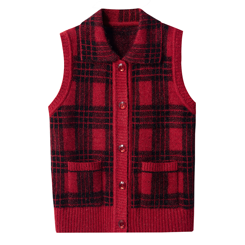 老人背心女春秋妈妈装针织马甲老太太坎肩奶奶毛衣开衫不起球外套 - 图2