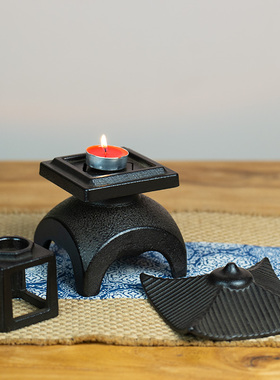 铸铁长安灯铁艺茶室摆件酥油灯中国风复古禅意灯民宿庭院寺庙烛台