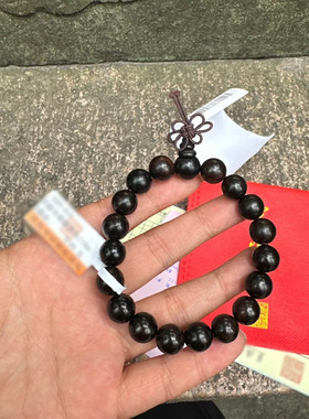 杭州灵隐黑檀木手串流通处正品绿檀木质手链天然十八籽菩提佛珠