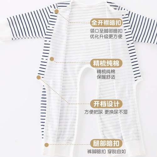 婴儿连体衣纯棉新生儿衣服3男女宝宝睡衣6个月长袖爬服哈衣春秋装 - 图1