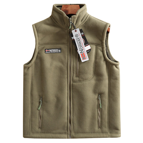 挪威单 加绒加厚蓄热保暖 外贸尾货秋冬男户外立领摇粒绒马甲外套 - 图3