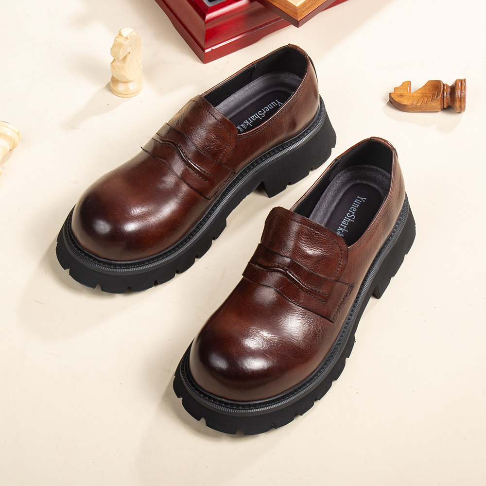 男士一脚蹬商务休闲乐福鞋厚底增高轻便豆豆鞋英伦风牛皮大头皮鞋,淘宝优惠券,粉丝福利购,淘宝优惠卷