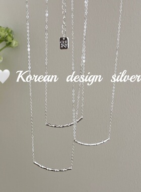 韩国新款小众ins设计饰品 S925纯银 简约竹节项链个性冷淡风百搭