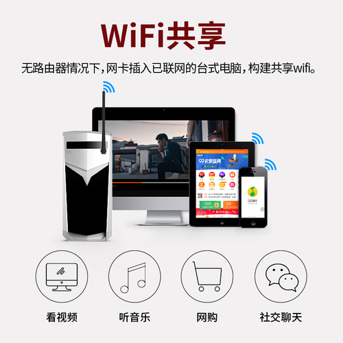 【穿墙网卡】腾达usb无线网卡台式机台式电脑无线网络接收器台式机WiFi接收器usb无线网卡wifi发射器u6