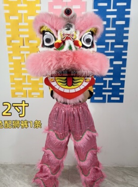 12寸可眨眼大红色舞狮头服装套装