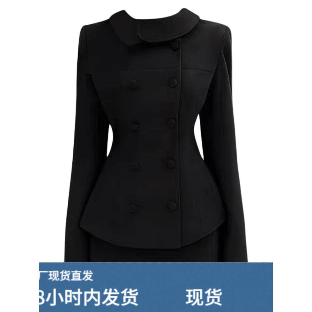 高级赫本风黑色毛呢西装连衣裙子女2025秋冬季新款小个子套装短裙,淘宝优惠券,粉丝福利购,淘宝优惠卷