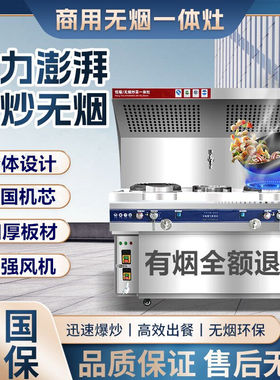 商用猛火灶炉燃气移动无烟炒菜车摆摊饭店厨房静音油烟净化一体灶