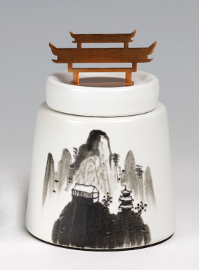 新中式风展厅陶瓷罐台面装饰品