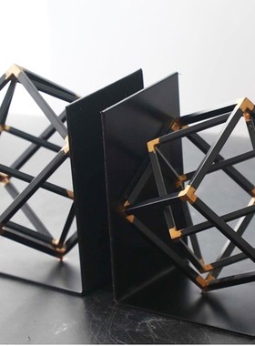 金属创意书架几何黑色铁艺小摆件