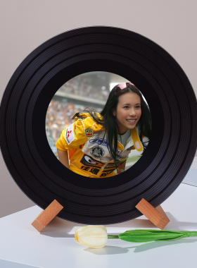 潘玮柏玻璃黑胶唱片装饰摆件