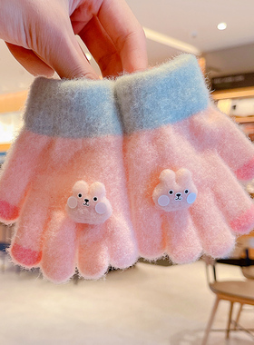 男女宝宝防水貂绒分指手套