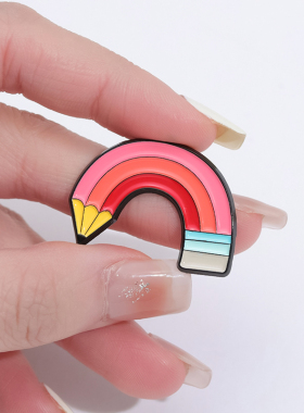 彩虹铅笔胸针可爱金属徽章