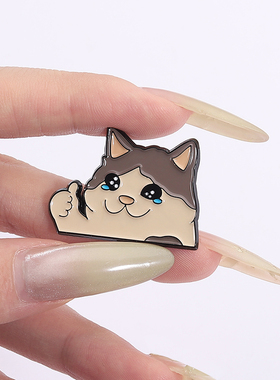 可爱卡通猫咪竖起大拇指胸针金属徽章男女学生背包笔袋挂件配饰