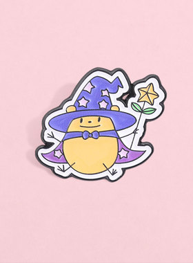 治愈系胸针 软萌黄色魔法师星星魔杖设计 小众童趣衣服包包配饰