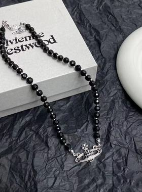 西～太后nana同款满钻蝙蝠土星项链女暗黑系小众设计复古锁骨