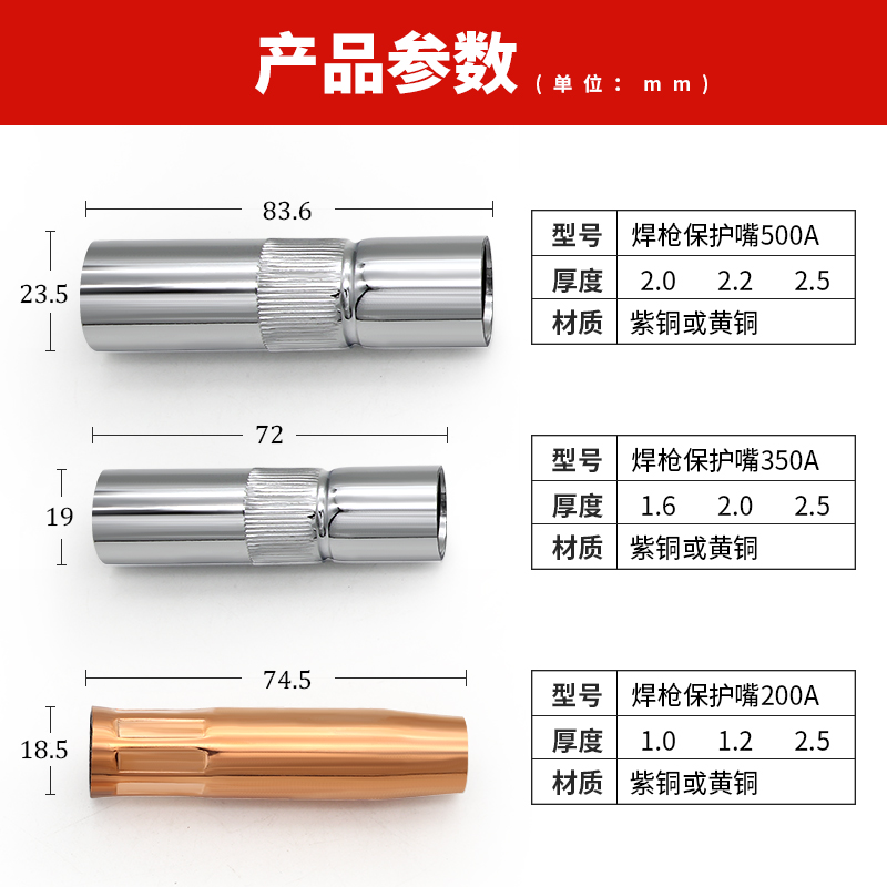 气保焊枪配件保护咀二保焊机保护嘴350保护套导电嘴500a喷嘴大全 - 图2