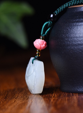 新疆和田玉羊脂玉白玉青白玉吉祥元宝锁吊坠男女士款挂件玉坠玉佩