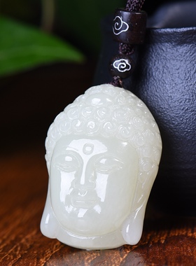 新疆和田玉羊脂玉白玉青白玉吉祥送福佛头吊坠男女款挂件玉坠玉佩