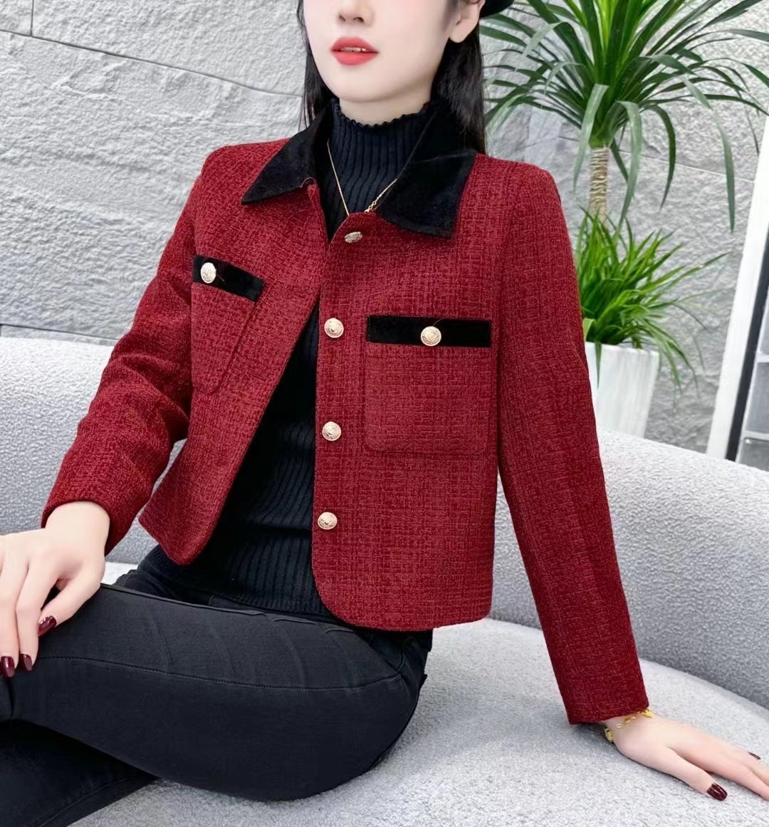 今年流行的漂亮小个子短款红色小香风保暖加厚外套女秋冬2025新款,淘宝优惠券,粉丝福利购,淘宝优惠卷