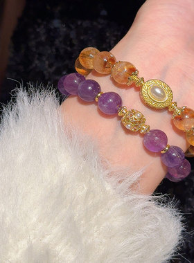 日进斗金天然黄水晶手链