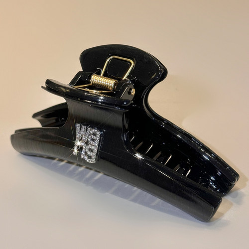 老钱主义◆发饰时尚拉丝金属黑抓夹大号发夹后脑勺盘发慵懒鲨鱼夹 - 图1