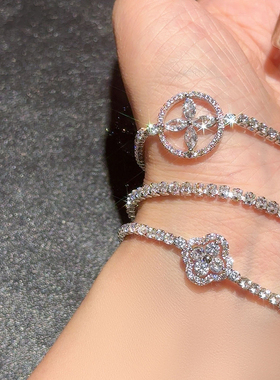 贵气感转运草满钻手链女精致手饰