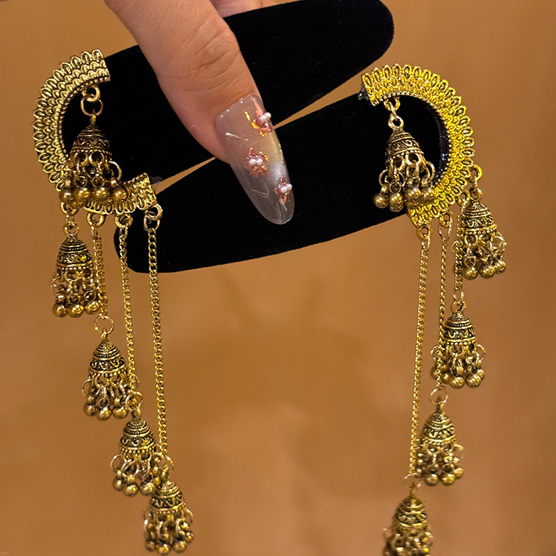 巫山月◆金色流苏铃铛发夹蒙古新娘手工头饰轻奢新中式民族风发饰,淘宝优惠券,粉丝福利购,淘宝优惠卷