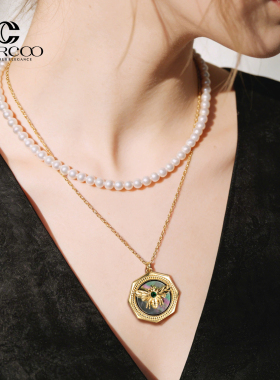 Cercoo/奢蔻珍珠蜜蜂双层项链