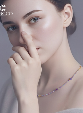 Cercoo/奢蔻水晶幻境系列轻奢项链天然石撞色锁骨链颈链水晶配饰
