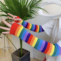 Day Series Street Rainbow Striped Sun Protection Arm Sleeve Cute and elegant Elegant Wind Ice Cuff Seven Color Sleeves Students Warm Wave