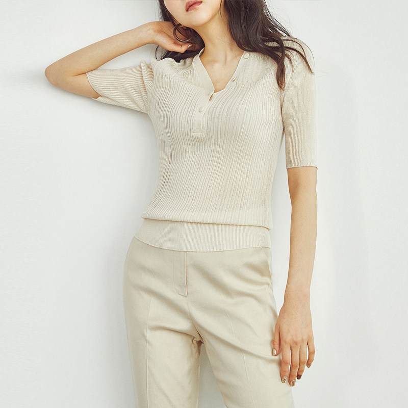 冰丝套头夏季2020新款v领针织衫 少媞毛针织衫