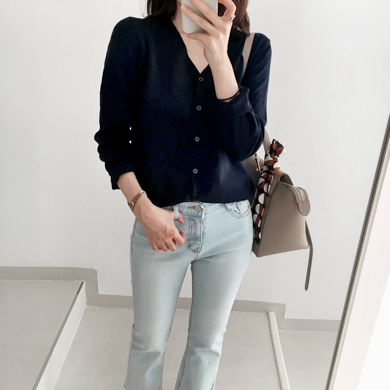 外搭2020新款黑色宽松长袖针织衫 少媞毛针织衫