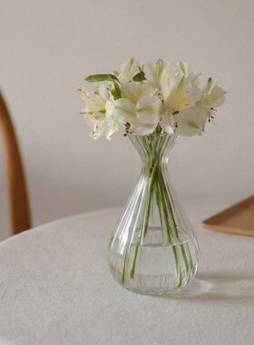 小众简约花玻璃花器礼物鲜花干花插花级感客厅餐桌装饰摆件