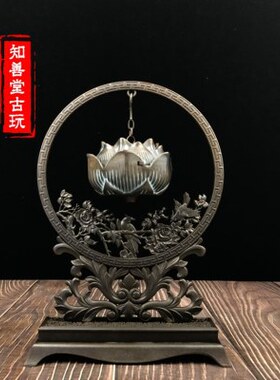 纯铜香炉仿古喜鹊莲花悬挂吊炉摆件家用沉香线香禅意茶道倒流香炉