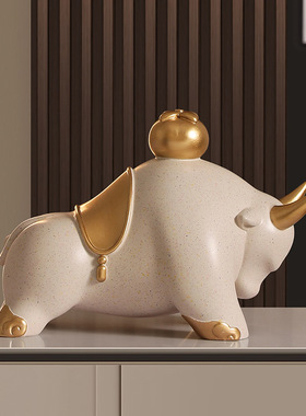 新中式马上有钱好寓意树脂摆件客厅酒柜轻奢装饰乔迁新居开业摆礼