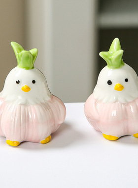 卡通萌宠陶瓷蒜鸟创意小摆件