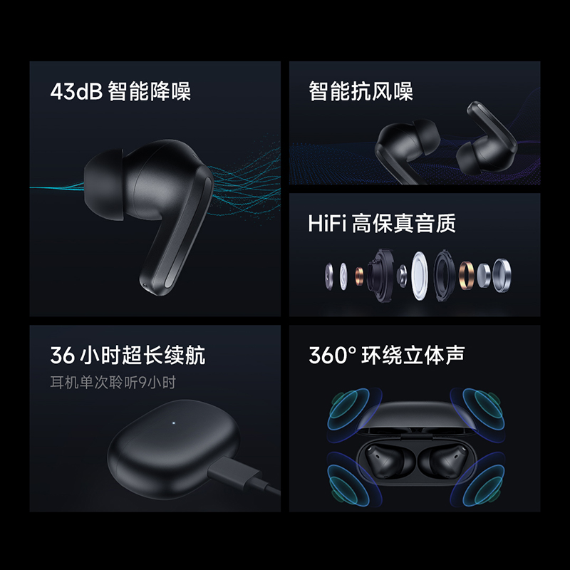 Redmi Buds 4 Pro 小米降噪无线蓝牙立体音效耳机真无线降噪Pro - 图0