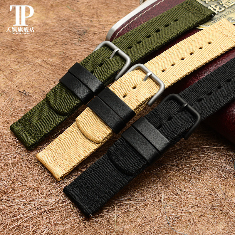 帆布手表带适配卡西欧男士运动款 天姵配件