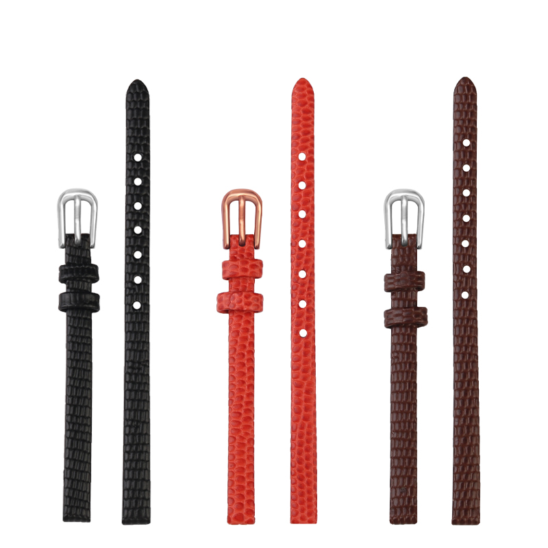 适配Rosemont女款小尺寸超薄蜥蜴纹真皮手表带玫瑰小方表表链6mm - 图3