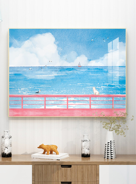 起贝大海北欧风格客厅蓝色装饰画
