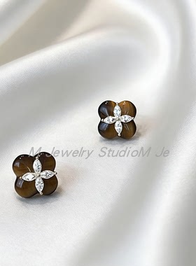 新款柿柿如意项链四叶草花朵轻奢