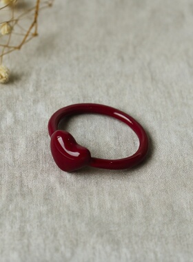 可爱心形戒指中食指简约个性珐琅