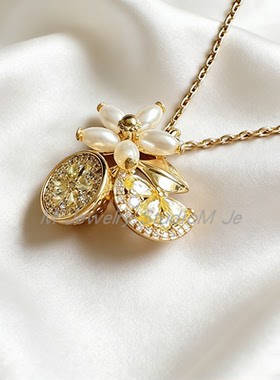 KS系列时尚小众柠檬片珍珠项链