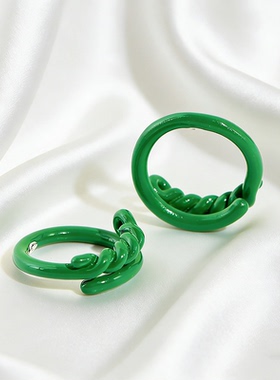 葆蝶bv欧美风旋钮绿色时尚戒指