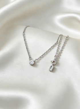 爆闪单颗闪钻纯银项链实物好看