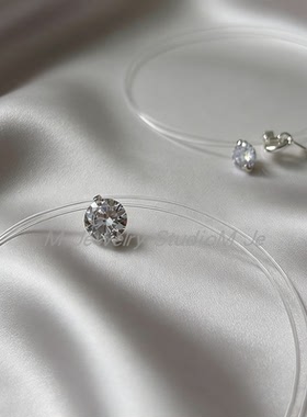 纯银单钻锁骨链人鱼之泪项链叠戴