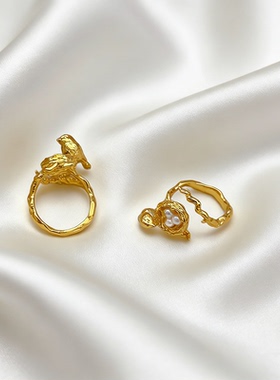 小众设计新颖创意小鸟枝丫鸟窝戒