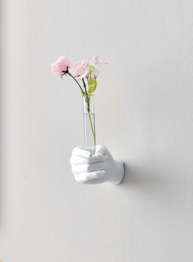跨境热销握拳花瓶家居北欧式室内样板房插假花墙面装饰品树脂挂件